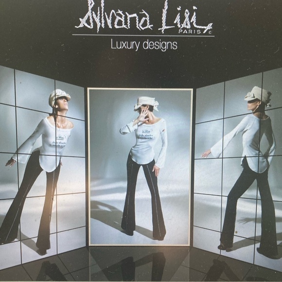 Sylvana Lisi Bateau Neck Jersey Safar Top Flare Sleeve Curved Split hem Vintage - Picture 7 of 14